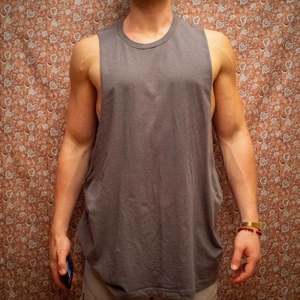 Gray Tank Top Muscle Tee Plain